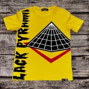 Black Pyramid Chris Brown Yellow Graphic T Shirt Mens Size Small